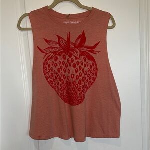 Red Strawberry Graphic Muscle Tee